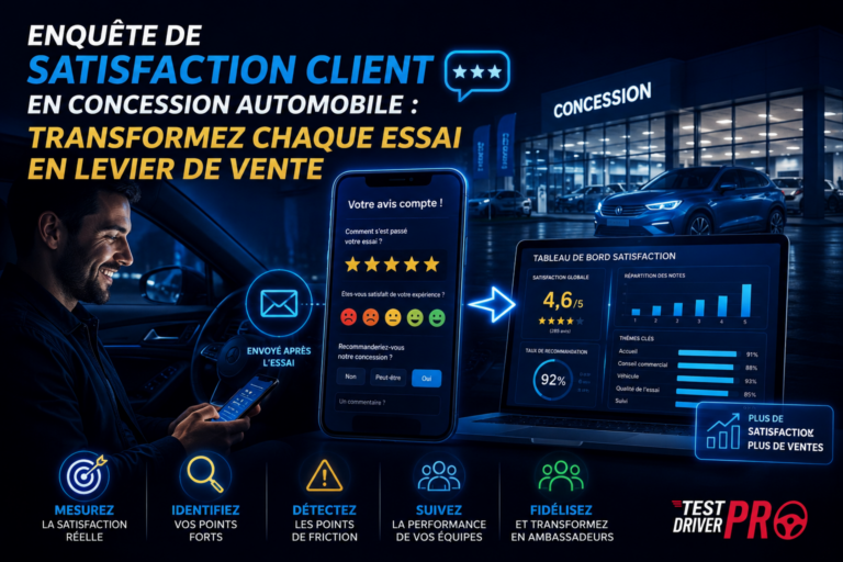 Enquête de satisfaction client en concession automobile : transformez chaque essai en levier de vente